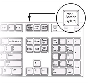 Keyboard with Print Screen button highlighted