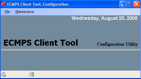 Screenshot showing the ECMPS Client Tool Configuration Utility main screen.